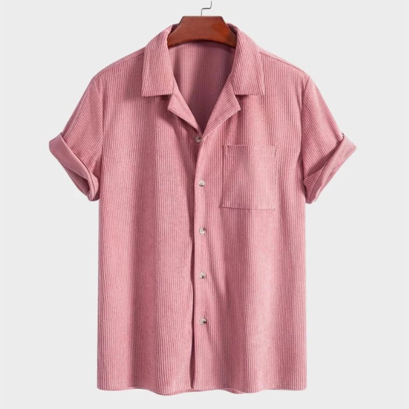Men’s Casual Corduroy Short Sleeve Shirt