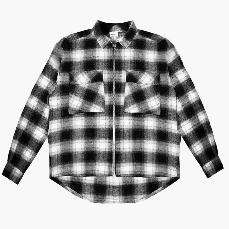 Men’s Black & White Checked Flannel Shirt