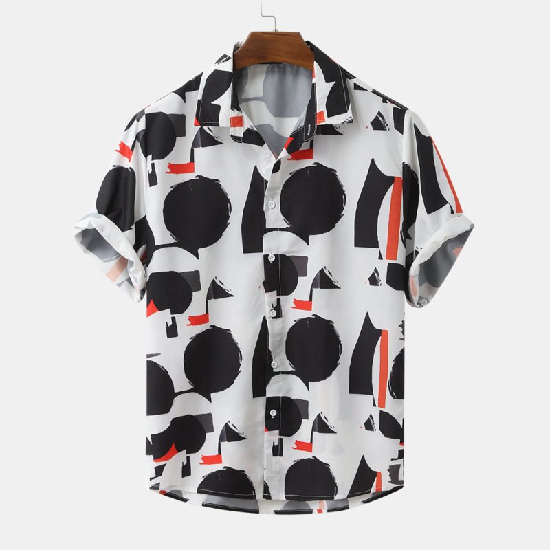 Men’s Abstract Geometric Print Short Sleeve Shirt