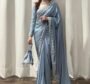 Pastel Blue Embroidered Georgette Saree Set