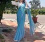 Sky Blue Lace Border Georgette Saree