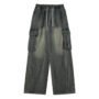 Men's Vintage Washed Wide-Leg Cargo Jeans