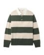 Dark Green Ribbed Knit Polo Shirt