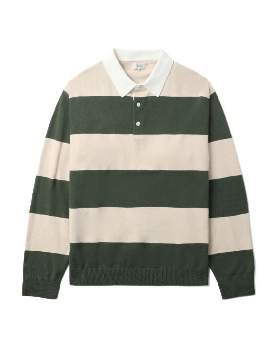 Dark Green Ribbed Knit Polo Shirt