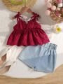 Cherry Lace & Denim Girls’ Summer Co-ord Set