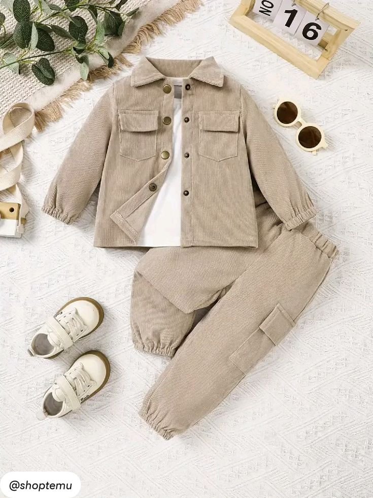 Sand Beige Corduroy Boys’ Co-ord Set