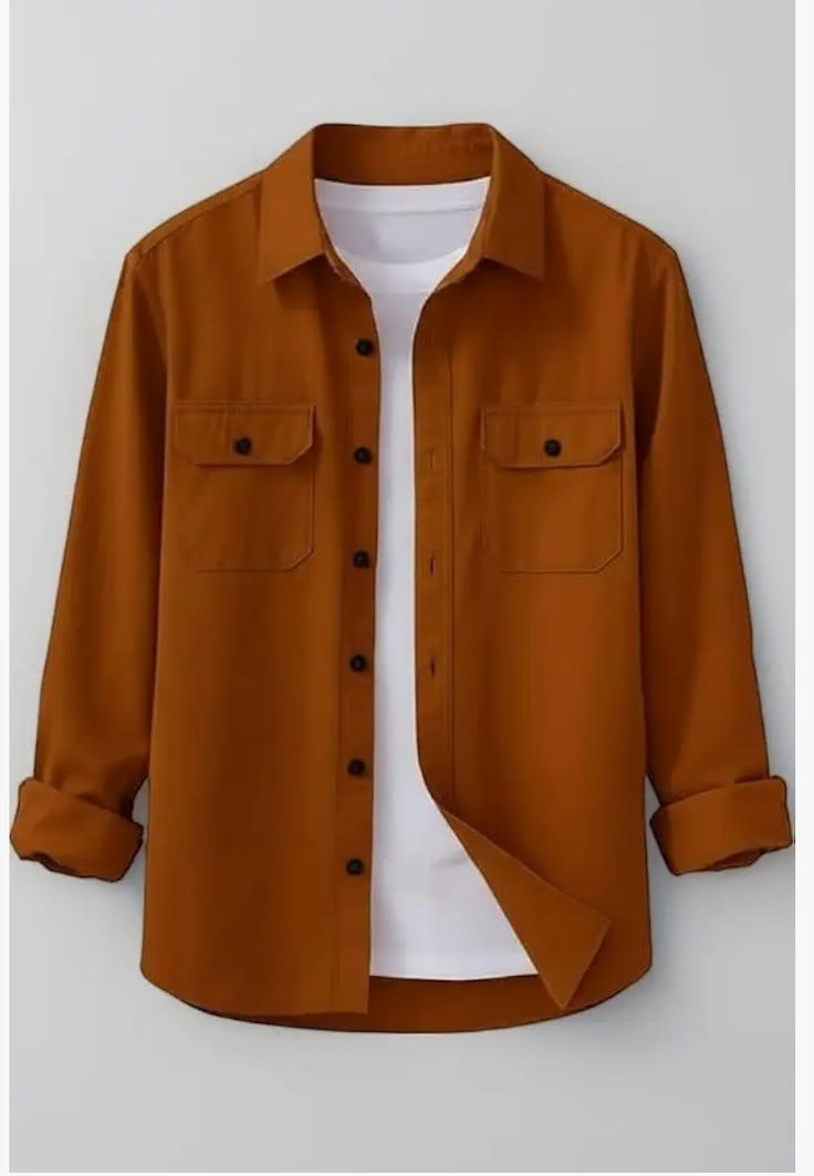 Burnt Orange Casual Overshirt