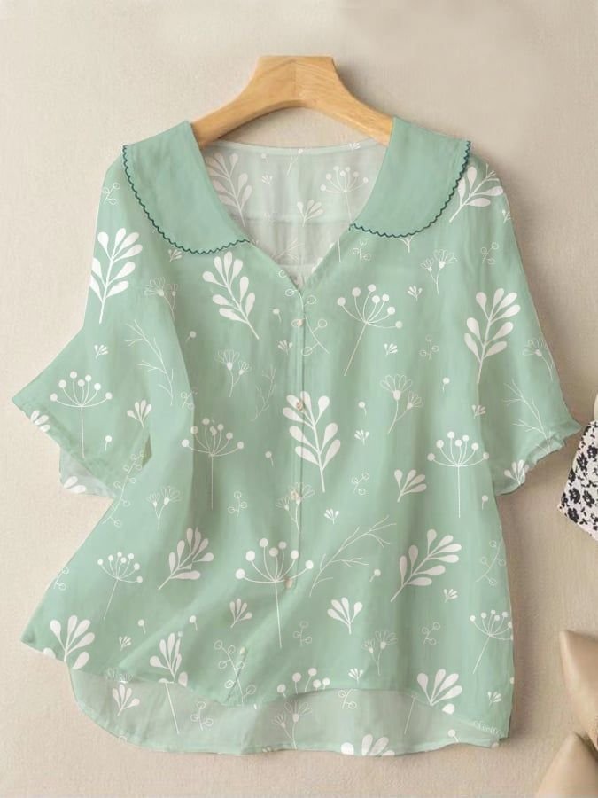 Mint Green Floral Printed Top
