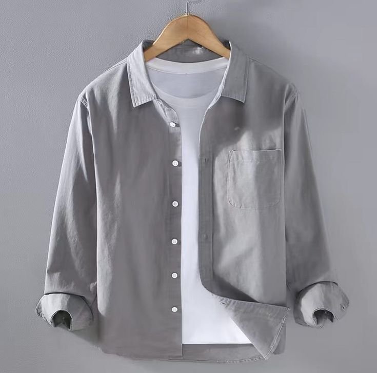Light Grey Casual Cotton Shirt
