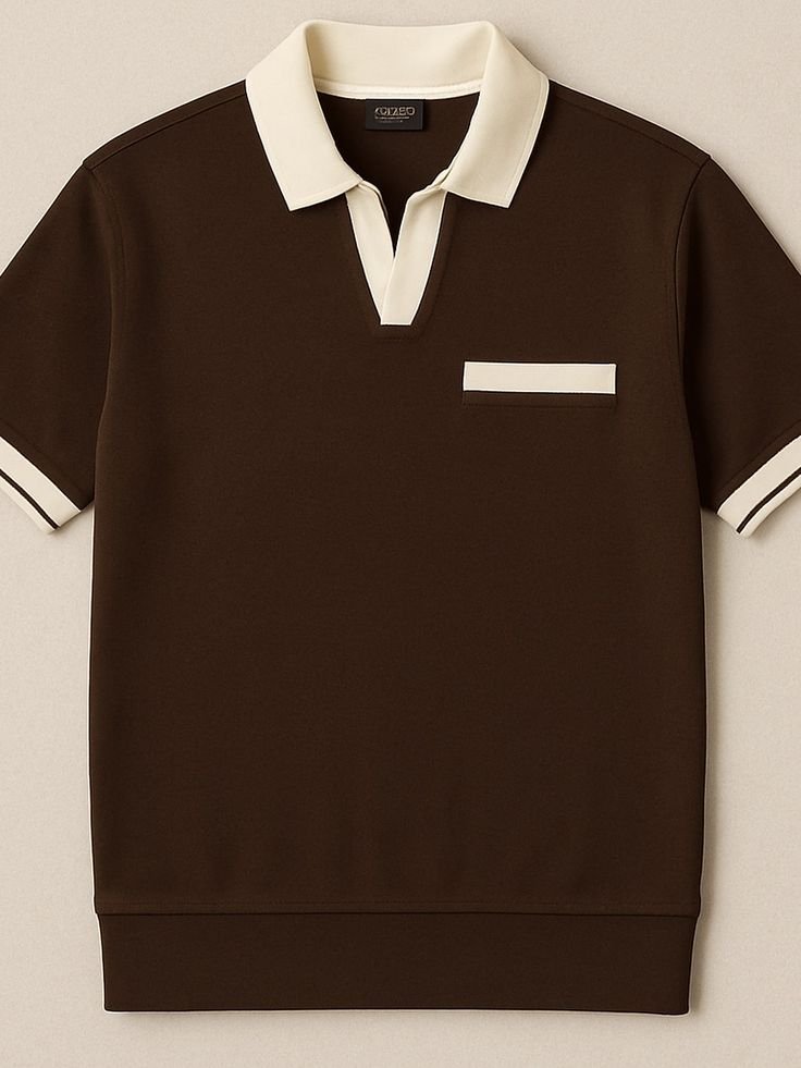 Beige Ribbed Knit Polo Shirt