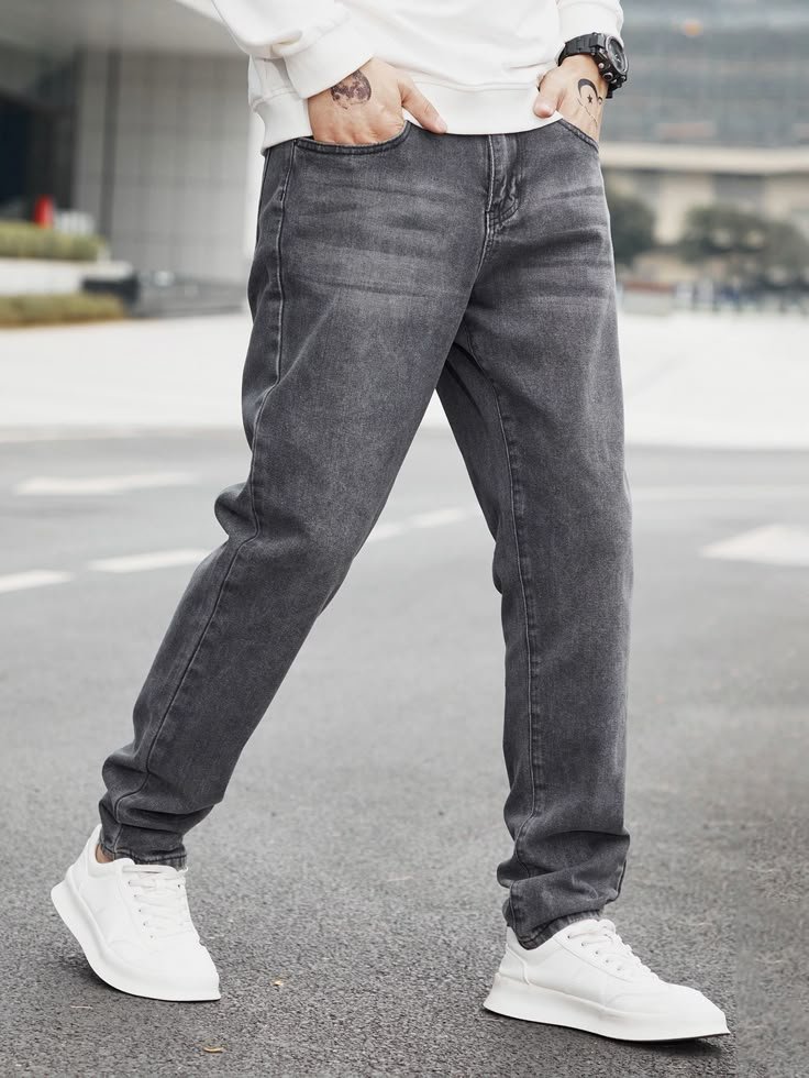 Stone Wash Distressed Jeans