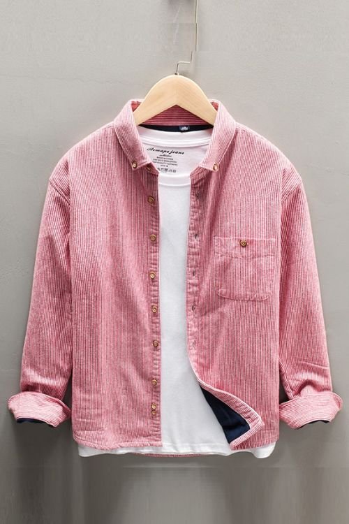 Rose Pink Corduroy Casual Shirt