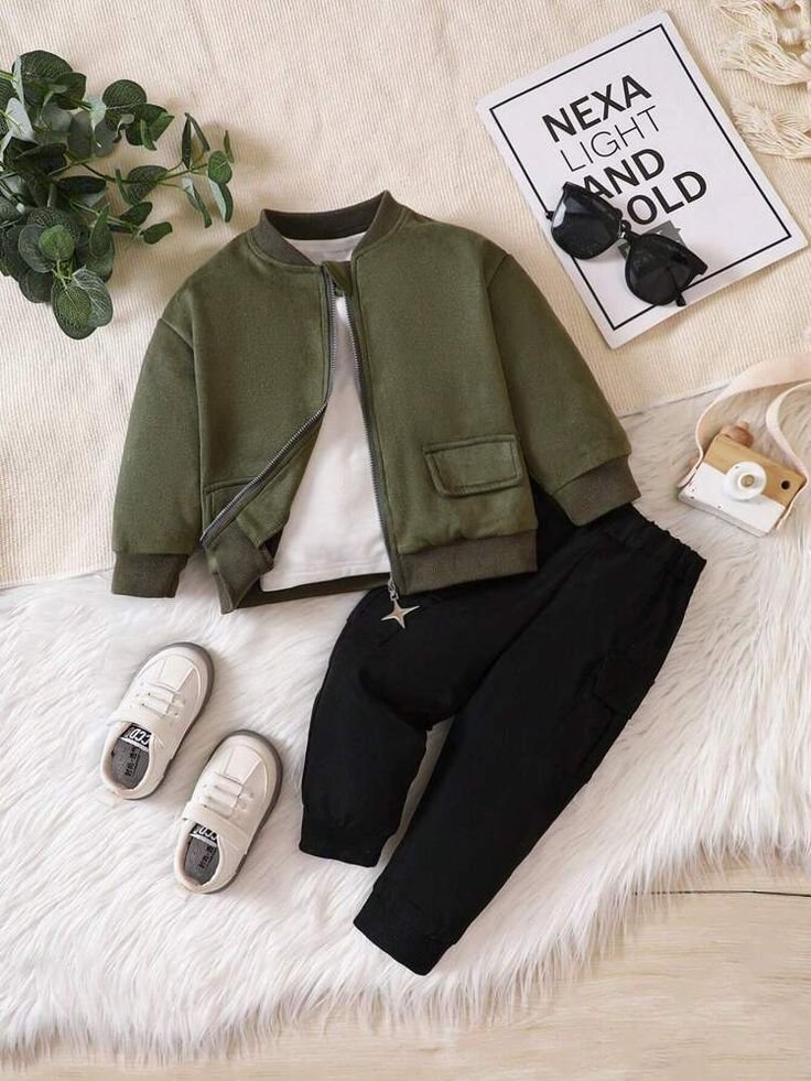 Olive Green Boys’ Bomber Co-ord Set