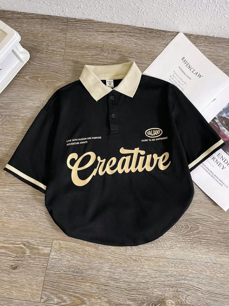 Black and Beige “Creative” Polo Shirt