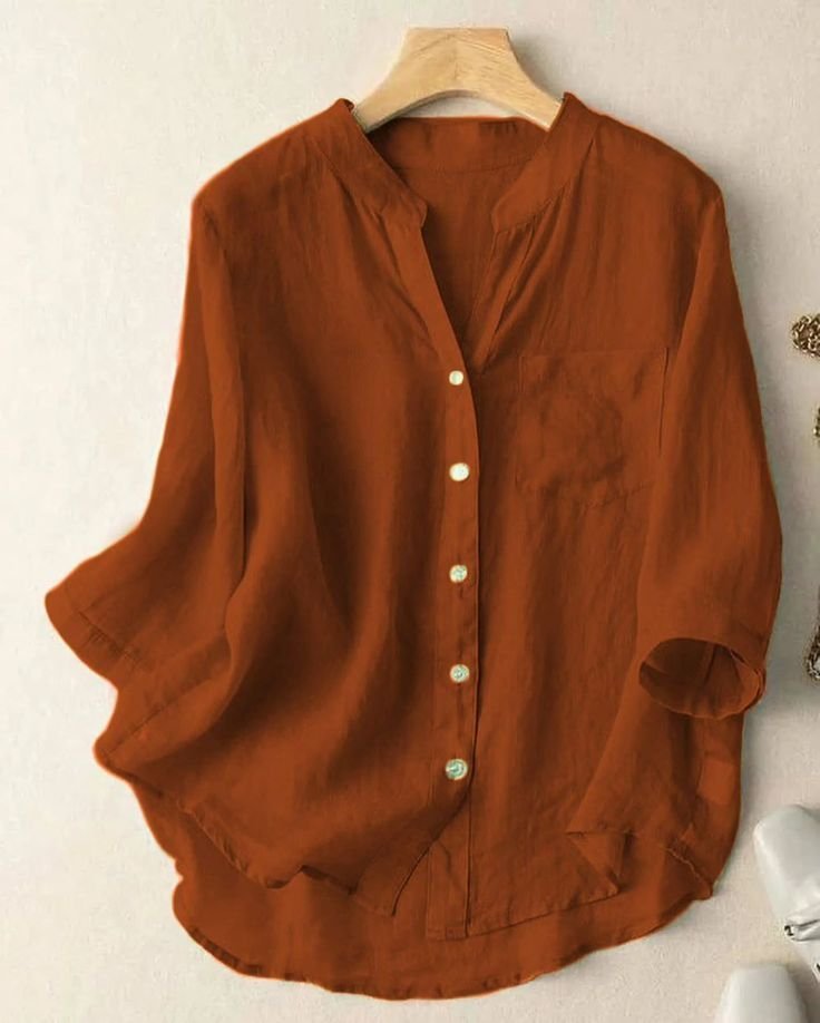 Rust Brown Casual Cotton Shirt