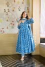 Royal Blue Printed Anarkali Suit