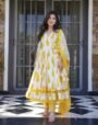 White & Yellow Printed Anarkali
