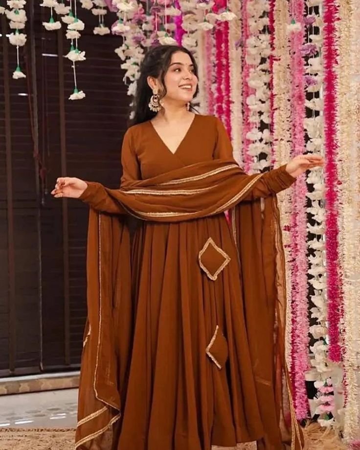 : Classic Brown Ethnic Anarkali Set