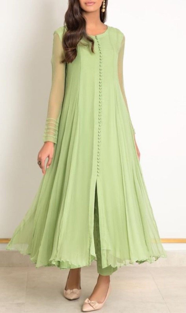 Pastel Green Georgette Anarkali Kurta Set