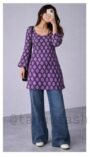 Purple Floral Printed Short Kurti