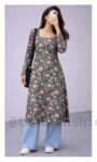 Green Floral Printed Long Kurti
