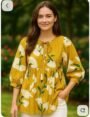 Mustard Floral Peplum Top