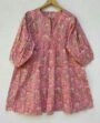 Pink Floral Hand Block Printed Cotton Dress