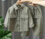 Olive Green Boys’ Utility Cotton Co-ord Set