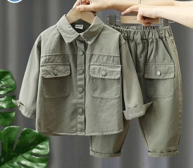 Olive Green Boys’ Utility Cotton Co-ord Set