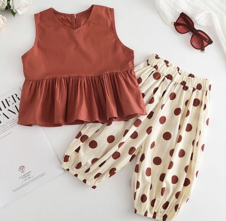 Terracotta Polka Peplum Girls’ Co-ord Set