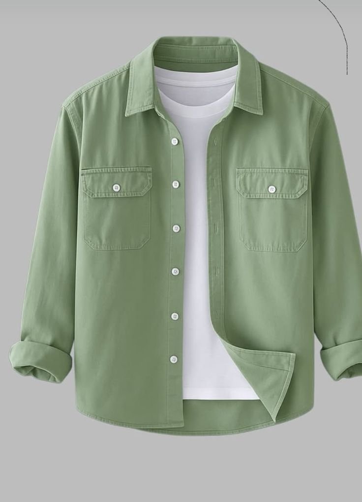 Olive Green Casual Overshirt
