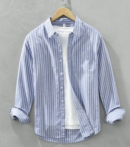 Sky Blue Striped Casual Shirt