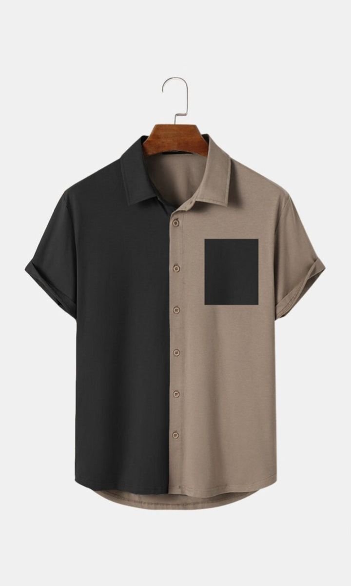 Black and Khaki Half-and-Half Shirt