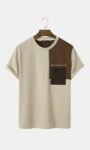 Beige and Brown Colorblock T-Shirt
