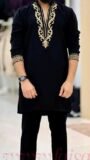 Black Embroidered Party Wear Kurta Set