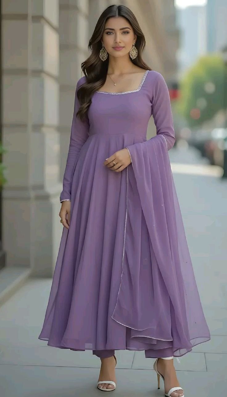 Lavender Designer Anarkali Dress